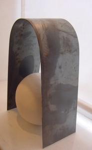Clay and steel sculpture.